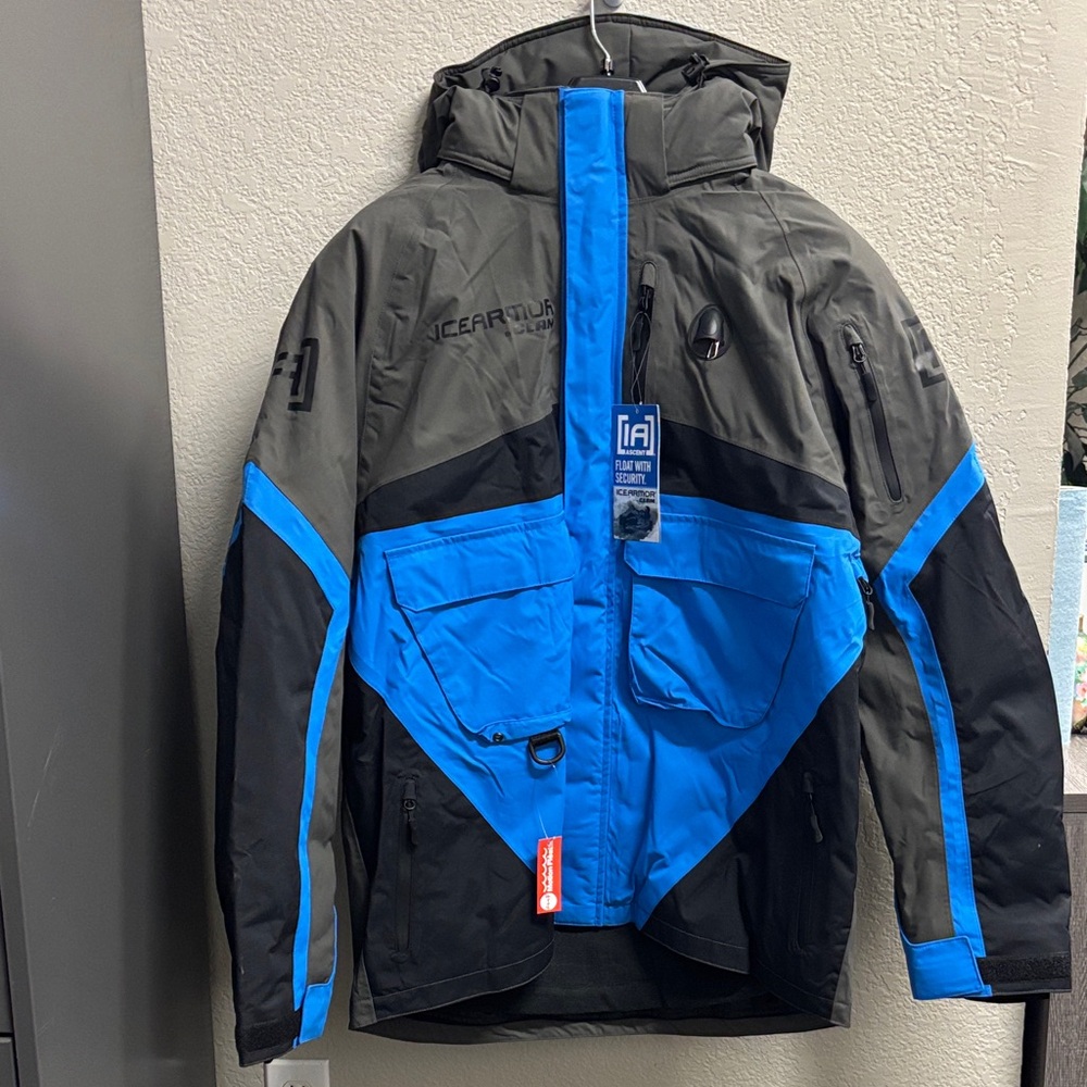 Men's Clam Icearmor Ascent Float Parka (Charcoal/Blue/Black) - Size XL
